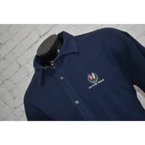 Vintage WEK Dress Shirt Mens Size XL Hilton Head Island Blue Long Sleeve